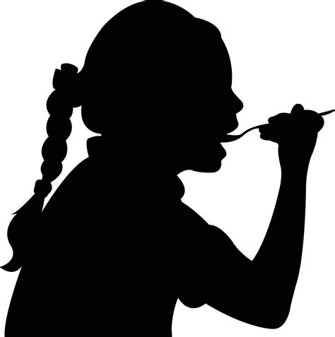 Hungry Girl Eating Silhouette Vector Stock Image Vectorgrove
