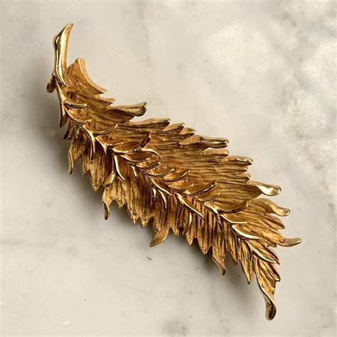 Vintage Leaf Brooch By Hattie Carnegie Gold Tone Leaf Lapel Etsy