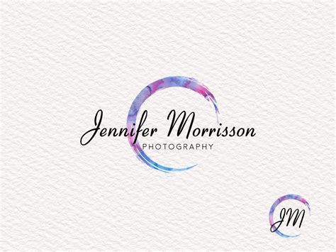 Round Watercolor Logo Design Watercolor Painted With Etsy