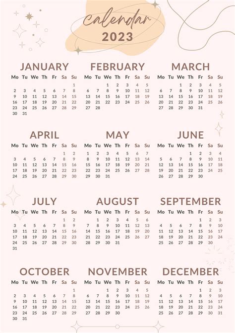 2023 Calendar Simple Calendar Aesthetic Calendar Etsy