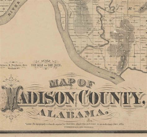 Madison County Alabama Old Wall Map With Landowner Etsy
