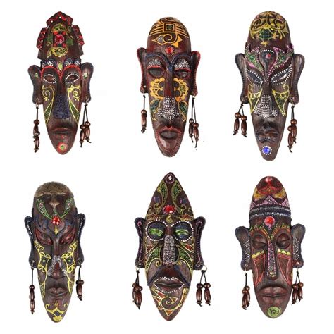 2pcs Zakka 3d Creative Resin Crafts Retro Decoration T African Masks