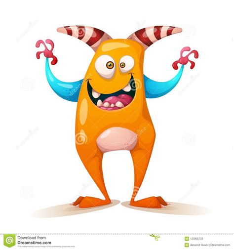 Funny Cute Crazy Monster Cartoon Characters Stock