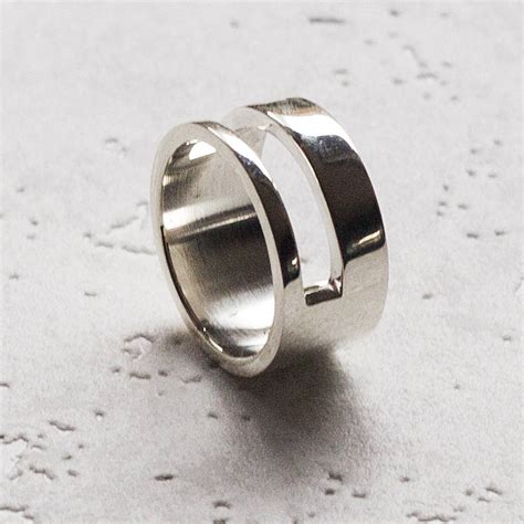 Solid Silver Mens Rectangle Ring Otis Jaxon Silver Jewellery