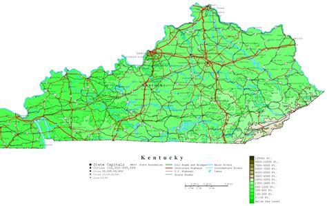 Kentucky Contour Map