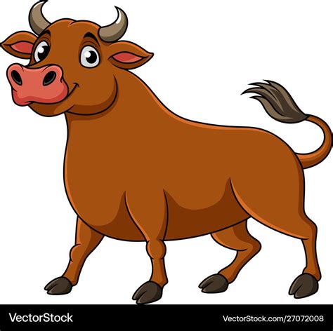 Cartoon Happy Brown Bull Standing Royalty Free Vector Image