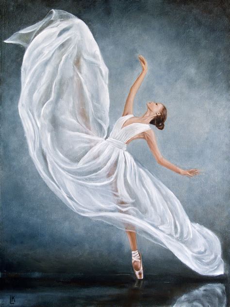 Ballerina In White Ballet Art Canvas Oil Painting Realistic Ballerina