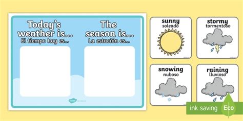 Weather And Season Display Posters Englishspanish Weather And Season