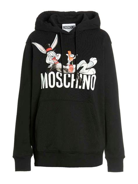 Moschino Bugs Bunny Print Hoodie In Black Modesens