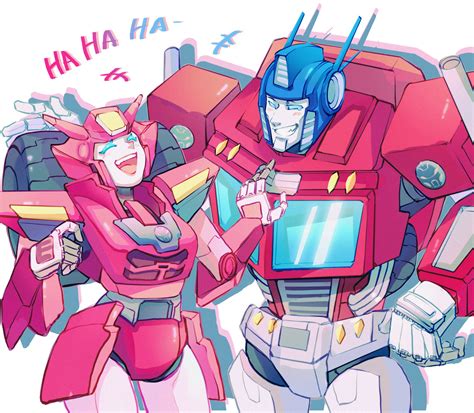 Optimus Prime And Elita One Transformers And 1 More Drawn By Shisan