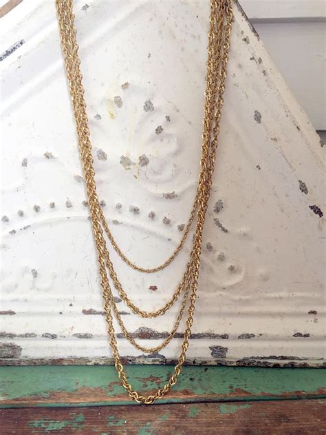 Vintage Trifari Gold Tone 4 Multi Strands Of Chain Necklace Etsy
