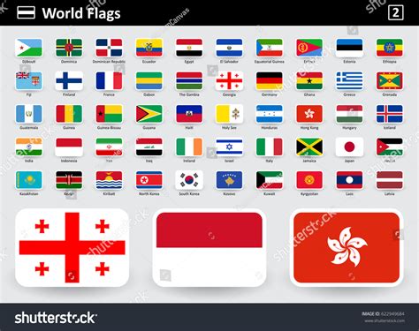 Flag Icons World Names Alphabetical Order Stock Vector Royalty Free
