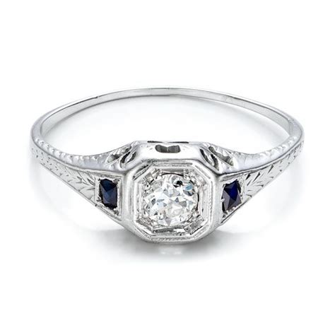 Estate Diamond And Sapphire Art Deco Engagement Ring 100907 Seattle