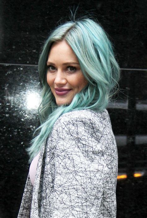 hilary duff confirms a hair color switch up affects a ton of other things too mint hair pastel