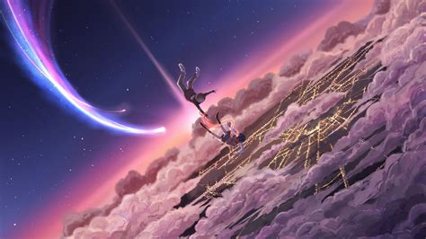 Your Name Anime Falling Comet Sky Clouds Wallpaper Kimi No Na Wa