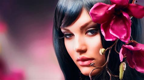 Baggrunde ansigt Kvinder model portræt brunette rød fotografering mode hår blomst i