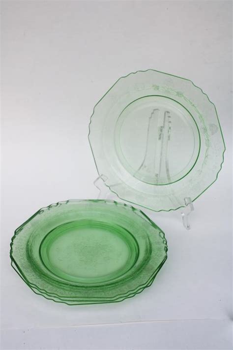 Uranium Glow Vintage Green Depression Glass Plates Hazel Atlas