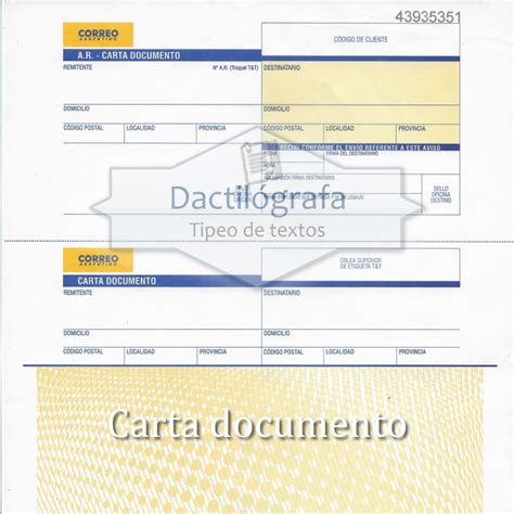 Formulario Carta Documento Correo Argentino Pdf Actualizado