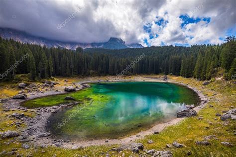 Karersee Lago Di Carezza Is A Lake In The Dolomites In South — Stock