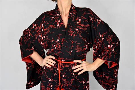 Japanese Vintage Kimono Robe Including Kumihimo Belt Kaftan Present Ready To Wear