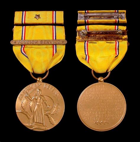 American Defense Medal W Foreign Service Bar Medals And Decorations