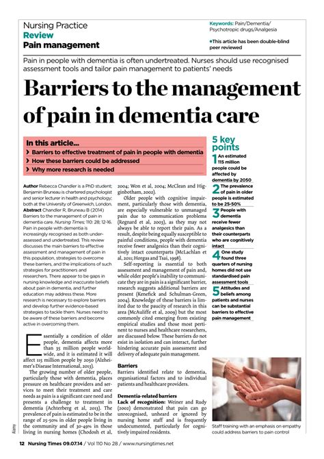 Pdf Barriers To The Management Of Pain In Dementia Care