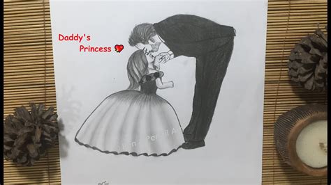 father s day drawing father and daughter heart touching pencil sketch step by step drawing