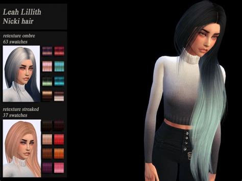 The Sims Resource Leahlillith`s Nicki Hair Retextured By Jenn Honeydew