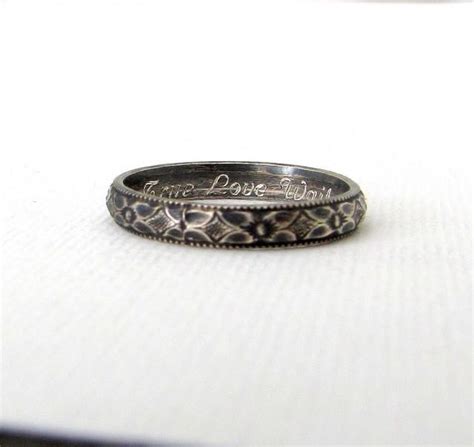 Silver Purity Ring Floral Promise Ring Antique Silver Posey Ring True