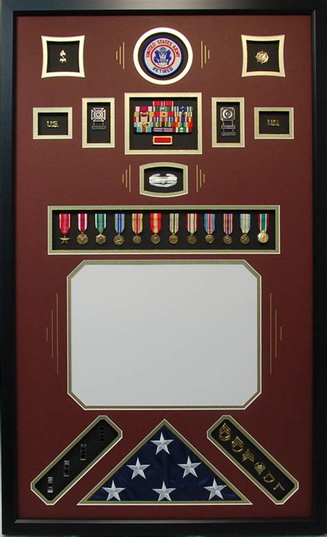 Us Navy Retirement Certificate Shadow Box Display With Miniature Medals