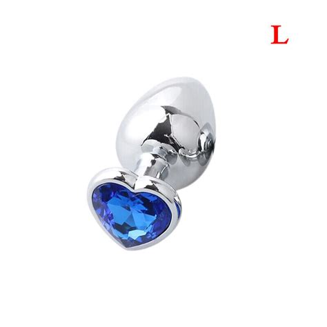 Pcs Set Diamond Butt Toy Plug Anal Insert Heart Jeweled Gem Metal S M L Blue Ebay