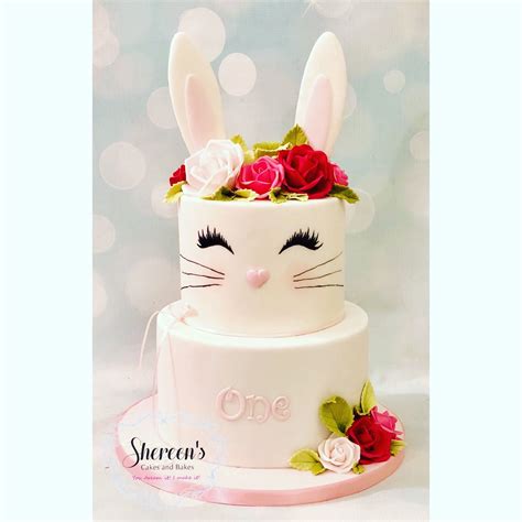 Bunny Rabbit Cake With Roses Bunny Cake Baby Birthday Cakes