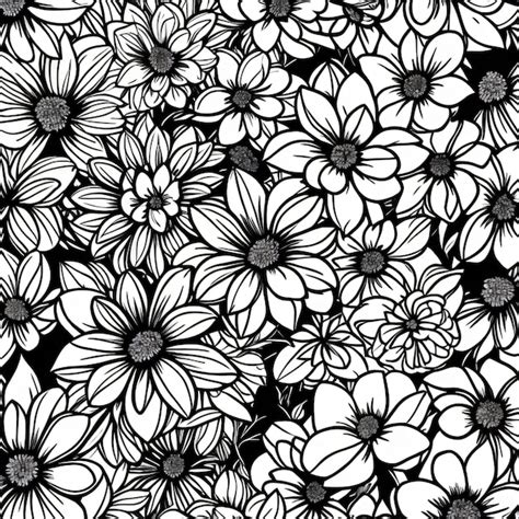 Premium AI Image A Black And White Floral Pattern With Flowers