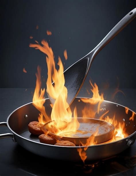 Premium Ai Image Frying Pan On Fire