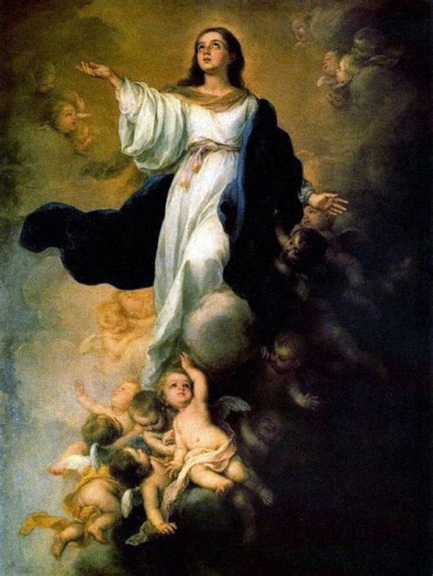 Mary is taken up to heaven; Assumption of the Virgin Mary by Bartolome Esteban Murillo ...
