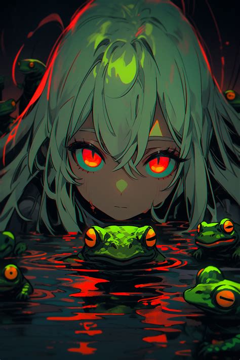 Download Wallpaper 1792x2688 Girl Frogs Swamp Anime Hd Background