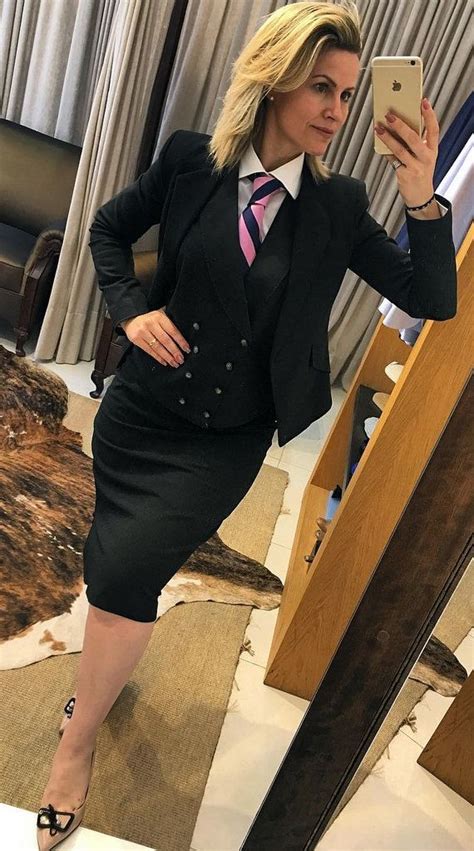 dressed in new skirt suit with shirt and tie women wearing ties classy work outfits womens
