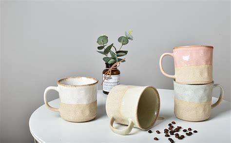 Amazon Com Bosmarlin Large Ceramic Coffee Mug Pink Big Tea Cup For