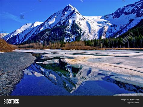 Beautiful Reflection Snowy Mountain Image And Photo Bigstock