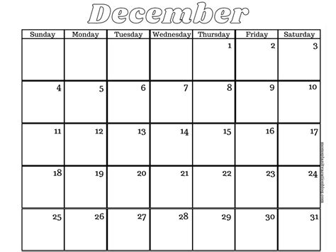Free December Calendar Printable 2022