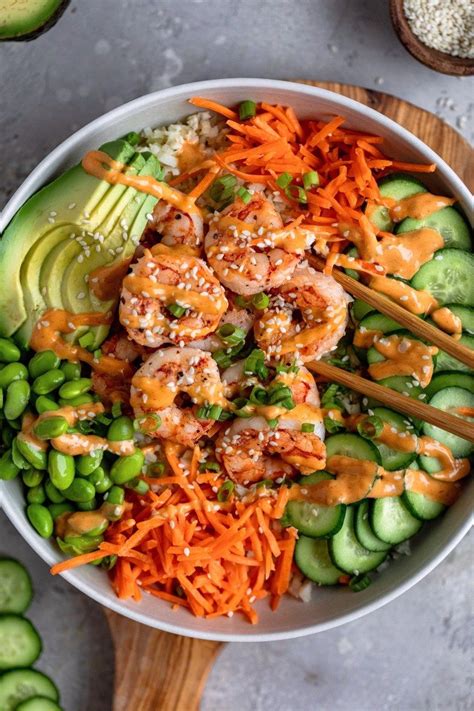 Shrimp Sushi Bowls With Cauliflower Rice Dash Of Mandi Recipe