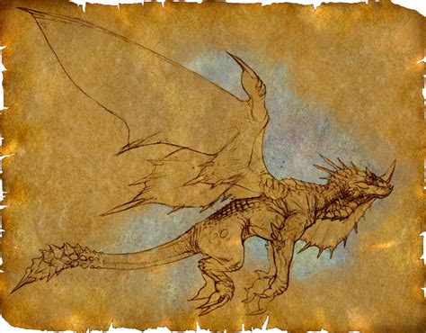 Image Dragon Flying Sketch On Parchmentpng Wowwiki