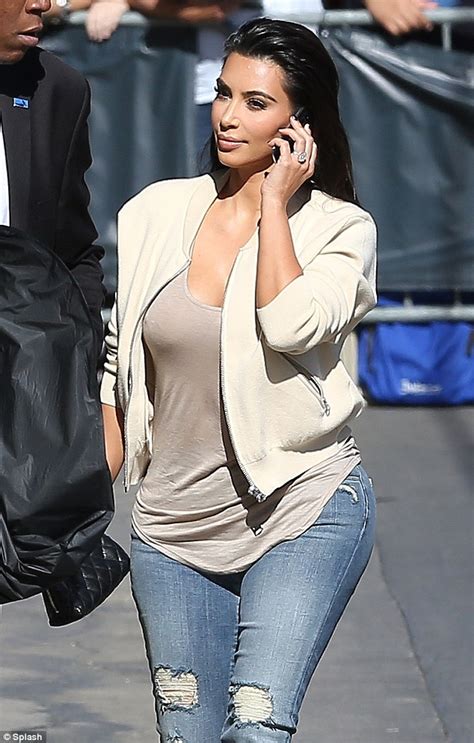 kim kardashian lets her jeans do the talking as she arrives for appearance on jimmy kimmel