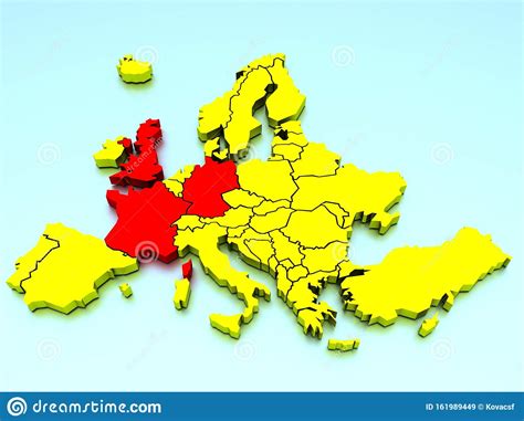 3d Rendered Europe Map In Two Colors Stock Illustration Illustration