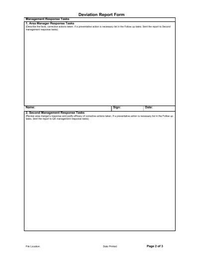 Deviation Report Form Pharmaceutical Quality Assurance And