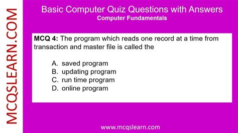 • users, application software, operating system software, and the hardware system. Basic Computer Quiz Questions - MCQs Online Test ...