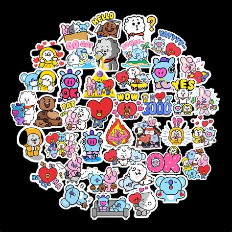 40pcs Sticker Bt21 Stiker Cute Waterproof Shopee Indonesia