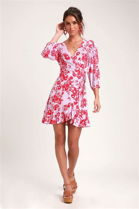 Floral In This Together Light Pink Floral Print Wrap Dress Printed