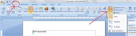 Panduan Sederhana Microsoft Office 2007 Cara Memberi Efect DropCap