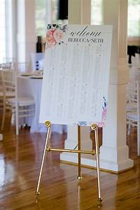 Floral Seating Chart Displayed On Gold Easel Seating Chart Wedding